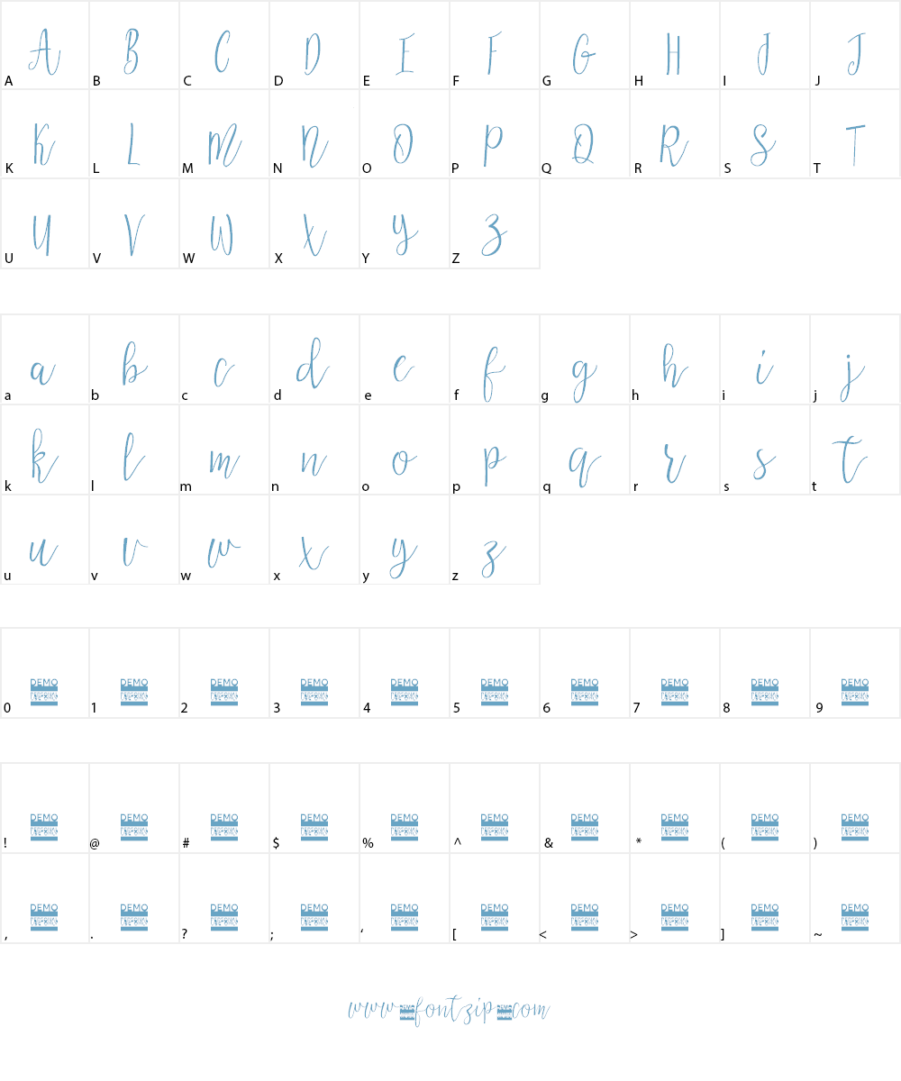 Aziya Demo Font Character